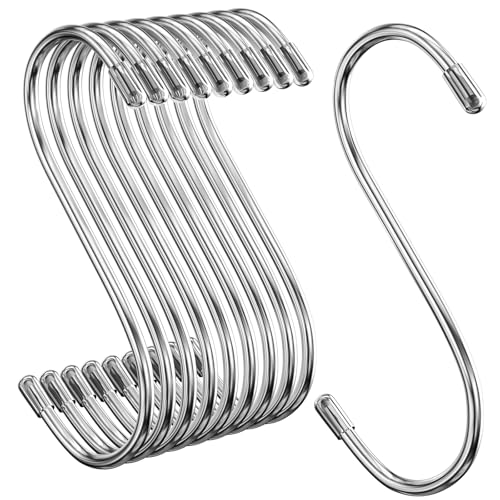 10 PCS Stainless Steel S Hooks, 3.54 Inch Heavy-Duty S Hooks for Hanging Plants, Pot, Clothes, Cups