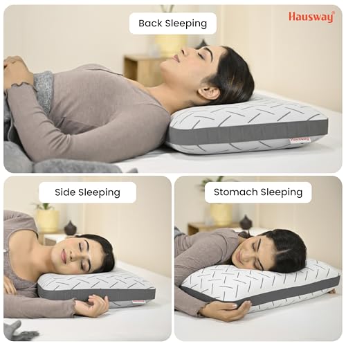 Image of Ventilated Cool Gel Memory Foam Pillow for Neck & Shoulder Pain with Removable Zipper Cover, Standard Size - 22x15x4 Inches, White, Pack of 1