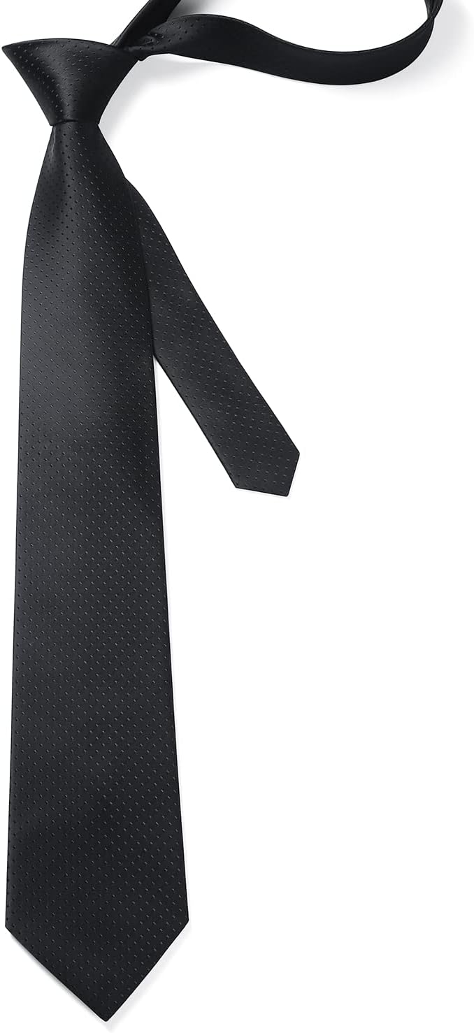 HISDERN Ties for Men Solid Tie Handkerchief Set Classic Woven Silk Business Polka Dot Mens Ties Necktie Wedding Party - Image 4