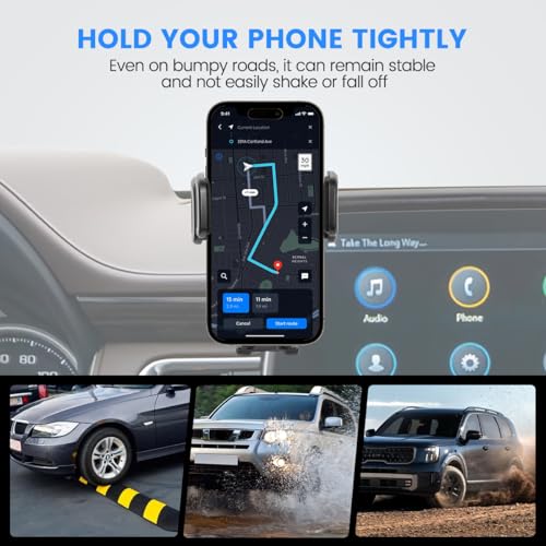 Image of Car Phone Holder Compatible with Chevy Suburban Tahoe /GMC Yukon 2021-2024 Accessories 10.2-Inch Screen Fixed Clip, Cell Phone Mount with Dash Center Console Organizer Hands-Free 360 Rotation