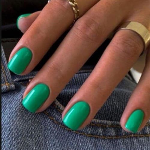 Modelones Green Press on Nails, Saint Parik's Day Short Square Fa...