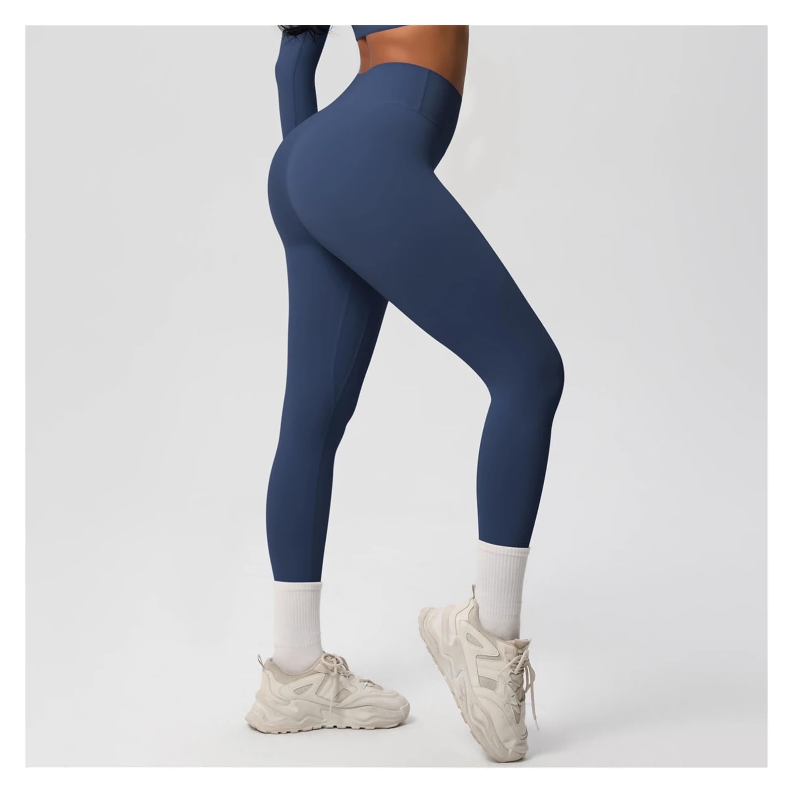 Leggins Vita Alta Donna Leggings sportivi da donna a tinta unita, pantaloni skinny traspiranti, comodi e sportivi for yoga, palestra, allenamento e corsa, abbigliamento sportivo da donna Donna(Blue,XL