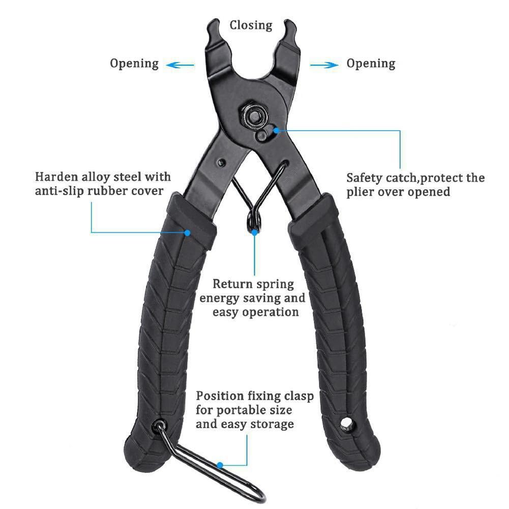 Kit de reparación de cadena de bicicleta 3 en 1, divisor de interruptor de acero inoxidable y herramienta de comprobación de desgaste para cadenas de 7/8/9/10 velocidades, color negro