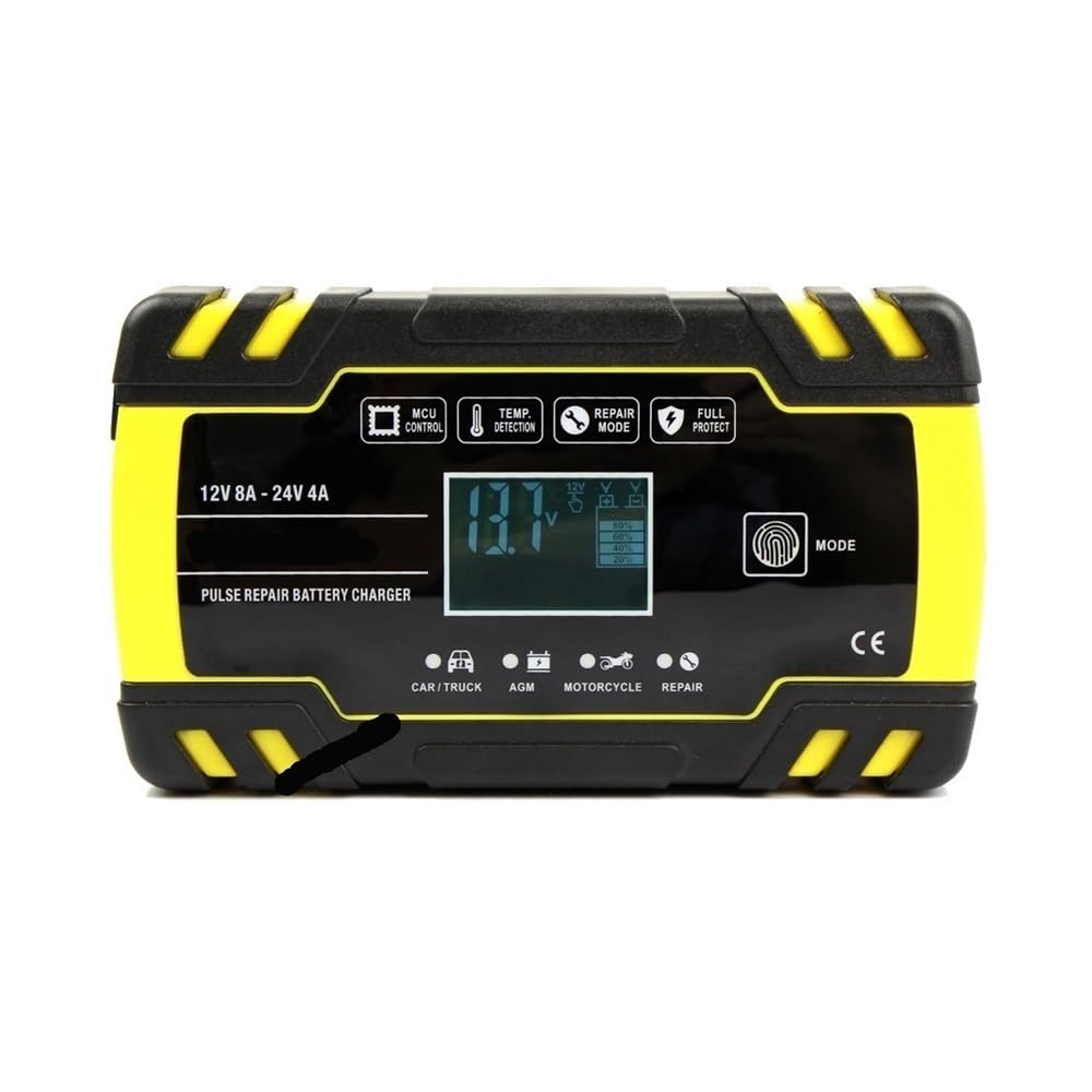 Caricabatterie intelligente 12V/24V 8A, caricabatterie rapido con avvio automatico FO, adatto for auto, moto e camion, uso a secco e a ciclo profondo(Army green)