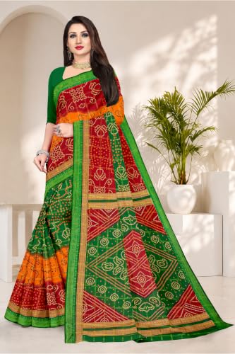 Image of TAMAIRA FASHION Mulmul Pure Cotton Saree For Woman Gharchola Bandhani Printed |Office Wear Daily Wear Sarees For Women Without Blouse Piece