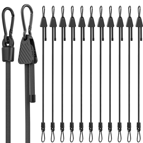 Image of Bungee Cords with Hooks, 48 Inch Adjustable Elastic Bungee Cords with Carabiner Hooks, Easy to Adjust Bungee Rope UV Resistant for Truck Bed, SUV Trunk, Car, Bike Rack, Trash Can, Moving, Plants
