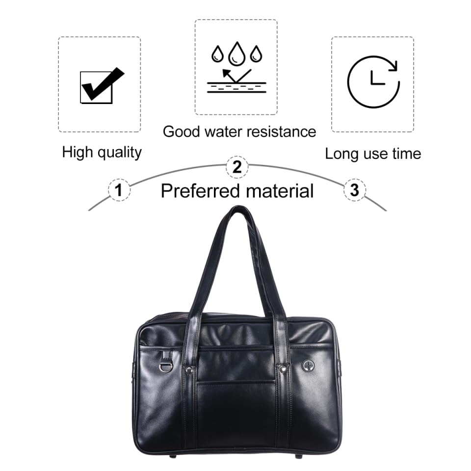 jojofuny Portable Leather Laptop Tote Messenger Bag: Japanese JK Uniform Business Case - Men's Briefcase Bookbag - PU Large Capacity Commuter Bag