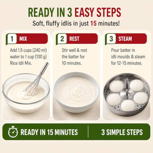 Image of INDIMIX Ready to Cook Rice Idli Mix 500 g | From the house of Pansari