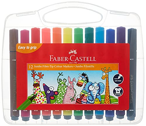Image of Faber-Castell 48 Triangular Colour Pencils 12 Jumbo Fibre-Tip Colour Markers