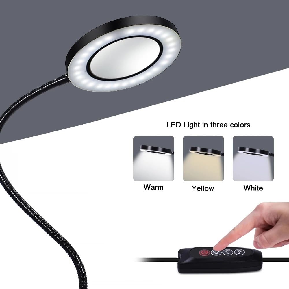 Microscopio Morsetto da tavolo flessibile Illuminato Riparazione Aiuta la lente d'ingrandimento Supporto for saldatore Clip da tavolo 5X Lente d'ingrandimento con luce LED