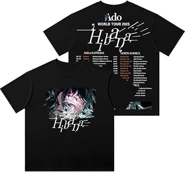 ADO Hibana World Tour Merch Vintage Wash T-Shirts Cosplay Women