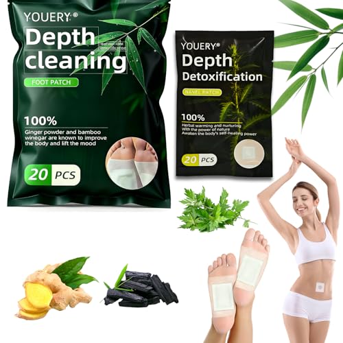 Youery 40 Pezzi Cerotto Ombelico Cerotto Detox Piedi Set, Alleviare Stress, Naturali Base Erbe, Scolpisci Fisico Tonico, Cerotti Dimagranti e Bruciagrassi, per Persone di Corporatura Media e Obese