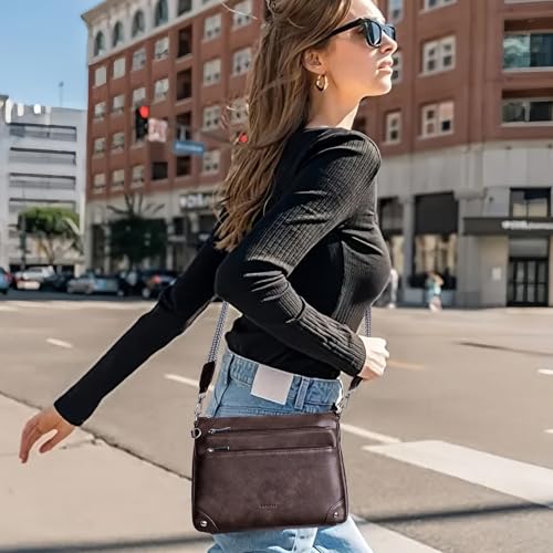 Image of Crossbody Bags for Women Rfid Travel Crossbody Purses Leather Handbags Medium Shoulder bag with Adjustable Strap