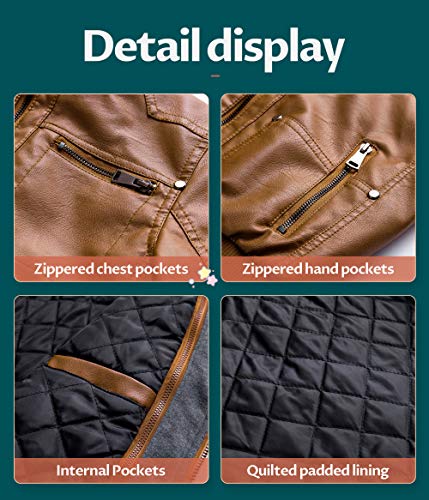 Image of Boy's Faux Leather Jacket Windproof Warm Winter Coat Kids Bomber Outerwear Waterproof PU Motorcycle Jacket