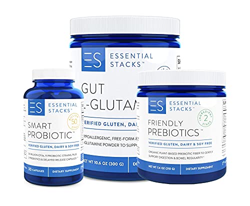 L-Glutamine + Probiotics / Prebiotics Bundle - Gut L-Glutamine + Smart Probiotic + Friendly Prebiotics to Support Your Gut & Good Bacteria