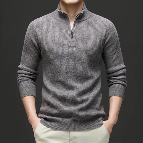 Men’S Thick Wool Turtleneck Sweater Casual Long Sleeve Half-Zip Pullover Knit Jumper Tops2