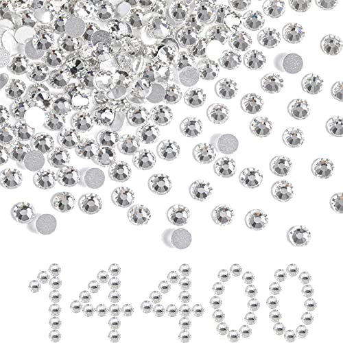Image of Beadsland Flat Back Crystal Rhinestones Bulk, Crystal, SS6, 14400pcs | Flatback Glass Gems for Nails Crafts Clothes DIY Decoration, Glue Fix, 1.9-2.1mm