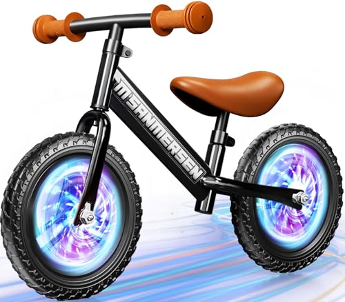 Colorful Lighting 12 Inch No Pedal Balance Bicycle Bike for Kids,Age 24 Months to 5 Years Old Lightweight Steady Balancing Bike with Adjustable...