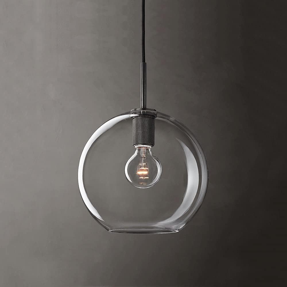 Lámpara colgante vintage para techo de dormitorio cristal transparente estilo rústico