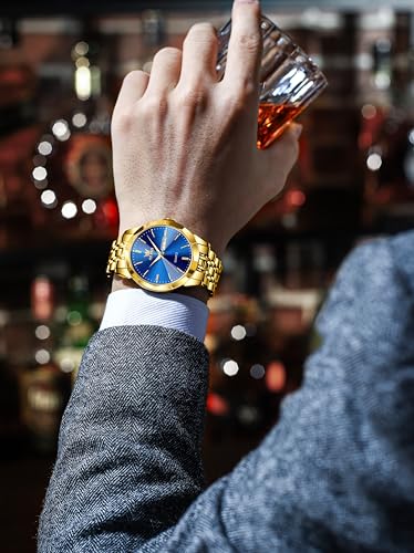 Image of OLEVS Watches for Men Luxury Dress Wirst Watch 42MM Large Dial Stainless Steel Waterproof Luminous Watch Gift