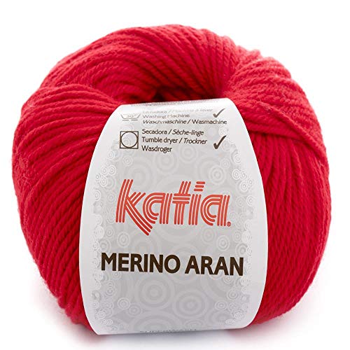 Lanas Katia Merino Aran Ovillo de Color Rojo Cod. 4