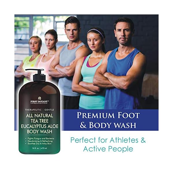 ALL-Natural-Tea-Tree-Body-Wash-Fights-Body-Odor-Athletes-Foot-Jock-Itch-Nail-Issues-Dandruff-Acne-Eczema-Yeast-Infection-Shower-Gel-for-Women-Men-Eucalyptus-Aloe-Skin-Cleanser-16-fl-oz ALL Natural Body Wash - Fights Body Odor, Athlete’s Foot, Jock Itch, Nail Issues, Dandruff, Acne, Eczema, Shower Gel for Women & Men, Skin Cleanser -16 fl oz (Tea Tree Eucalyptus)