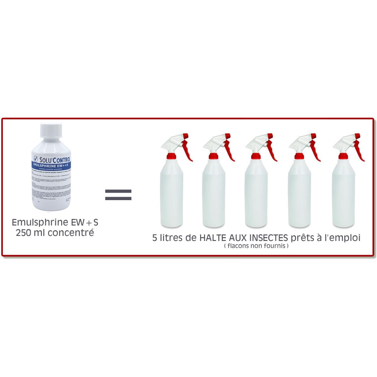 HALTE AUX INSECTES - Insecticide Concentré pour 5 LITRES - Volants et rampants - avec régulateur de croissance S-Methopren - EMULSPHRINE EW++S 250 ml