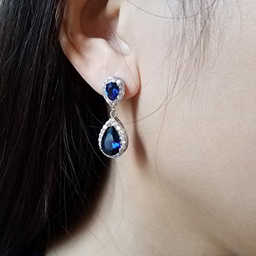 Image of SELOVO Bridal Teardrop Drop Earrings Pierced /Clip Earrings Cubic Zirconia Silver Tone