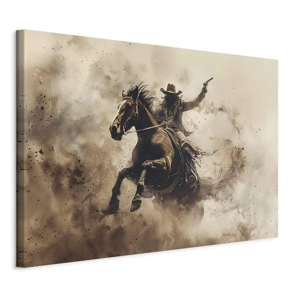 murando - Quadro con Cornice Naturale su Tela Strutturata Cowboy e Cavallo Western 60x40 cm 1 Pezzo - Quadri con Cornici Camera da Letto - Canvas Telaio in Legno - Stampe da Parete h-H-10072-b-a