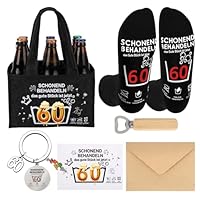 JIANGWON Männerhandtasche Bier mit Socken Flaschenöffner Schlüsselanhänger – Lustige Geschenke für Männer zum 60. Geburtstag– Geschenk für Männer, Vatertag & Herrentagsgeschenke(60)