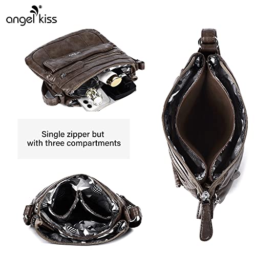 Image of Angelkiss Small Womens Crossbody Bag Leather Shoulder Purse for Women Hobo Bag with Adjustable Shoulder Strap