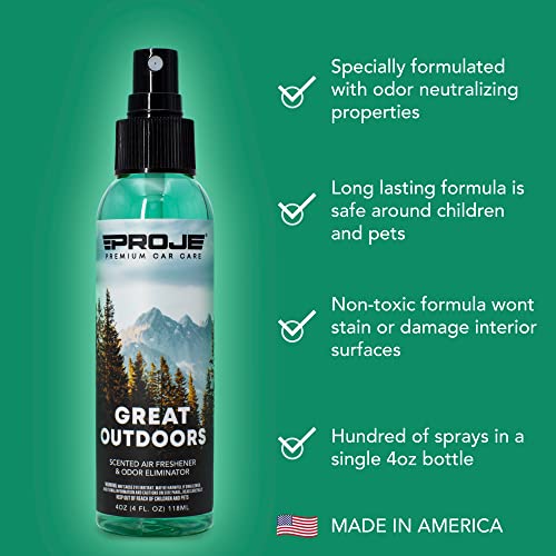 Image of Proje Great Outdoors - Air Freshener Spray for Car, Bathroom, & Bedroom - Odor Eliminator & Deodorizer for Home or Auto - Long-Lasting Formula - 4 Fl Oz
