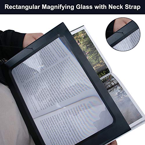 Hands-Free 3X Magnifying Glass Large Full Page Magnifier with LED Lighted, Foldable Desktop Portable Rectangular Reading Magnifier for Low Vision, Seniors with Aging Eyes - Thumbnail 4