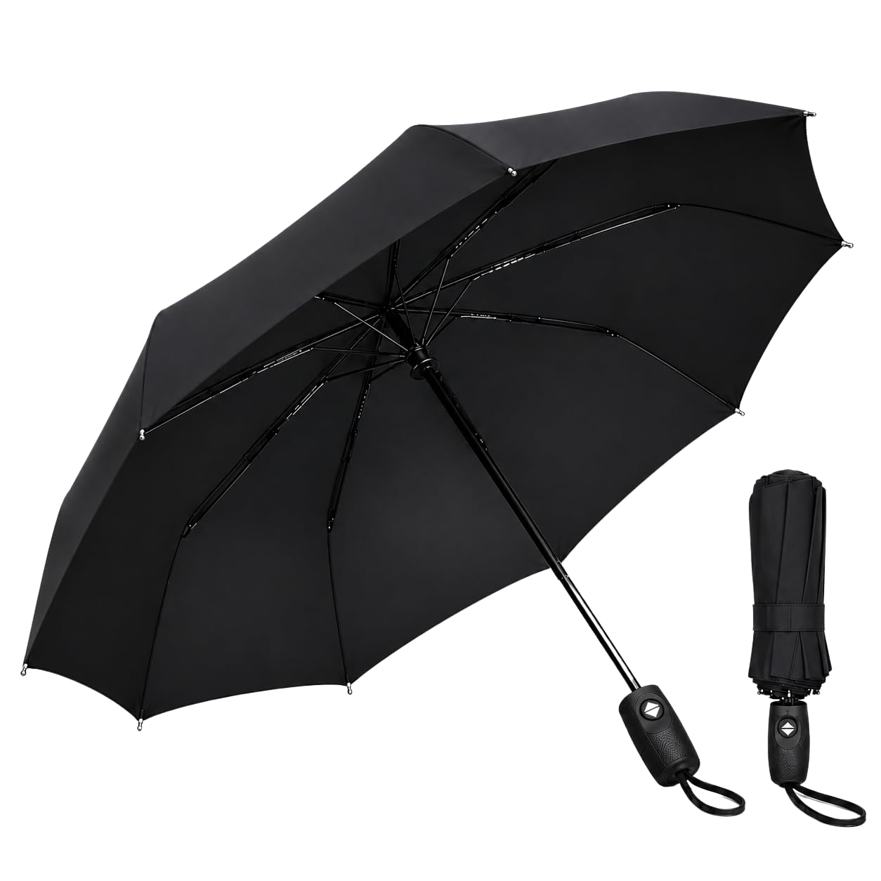 Windproof Travel Umbrella - 42 Inch Double Vented Canopy, 9 Resin-Reinforced Fiberglass Ribs, Heavy Duty Compact Foldable Umbrella with Auto Open Close for Rain and Wind-image-31