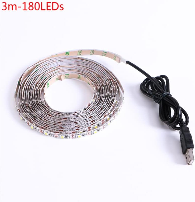 Miniatura 6 de TOPXCDZ Tira de luces LED para TV, USB, tira de luz de neón flexible DC 5V SMD2835 cinta LED para decoración del hogar y fiesta (3M, blanco cálido)
