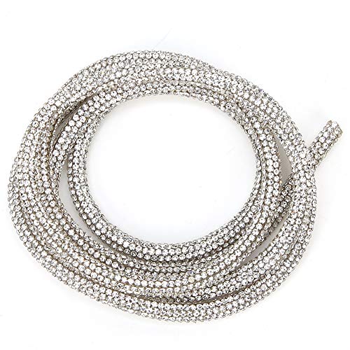 Luqeeg Cinta de Cuerda de Tubo de Diamantes de Imitación, Accesorios de Decoración de Disfraces de Vestido de Novia de Costura, Cadena de Diamantes de Imitación para (Blanco)