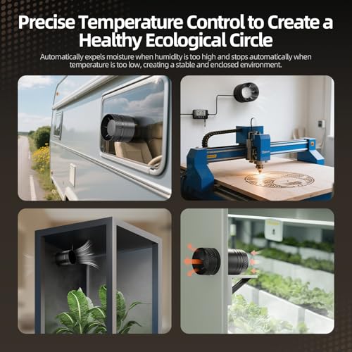 Image of 4 Inch Inline Duct Fan with Humidity Sensor and Remote, Upgraded 3 Speed Timer Humidity & Temperature, Low Noise HVAC Ventilation Fan in Basement Bathroom Workshop Attic FP128A