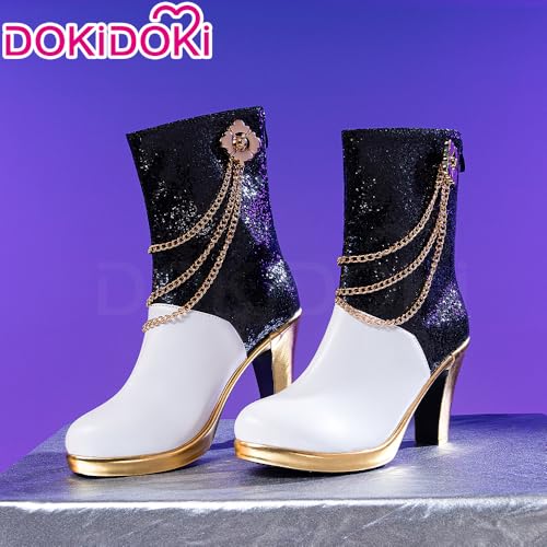 KIRA KIRA White Heeled Ankle Laser Boots Doki Pop Singer Shoes for Women Halloween Cosplay Party3