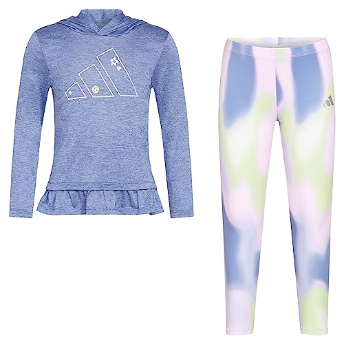 Image of adidas Girls 2-piece Hooded Melange Tee & Printed Legging Set