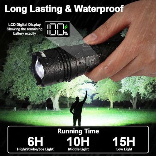 Rechargeable Flashlights 900000 High Lumens Long Range, High Concentration Super Bright USB C LED Flashlight Long Lasting, Powerful Multifunctional Strong Flash Lights, for Emergency Security Camping - Image 4