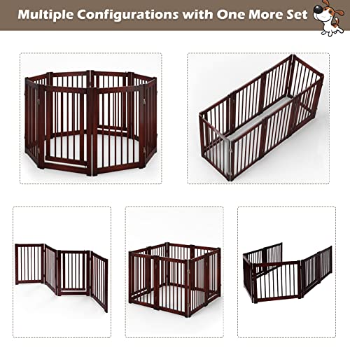 HAPPAWS Extra Wide Walk Through Pet Gate with Door, 4- Panel 30 inch High Wooden Puppy Playpen, Freestanding Stair Gates… - Image 6