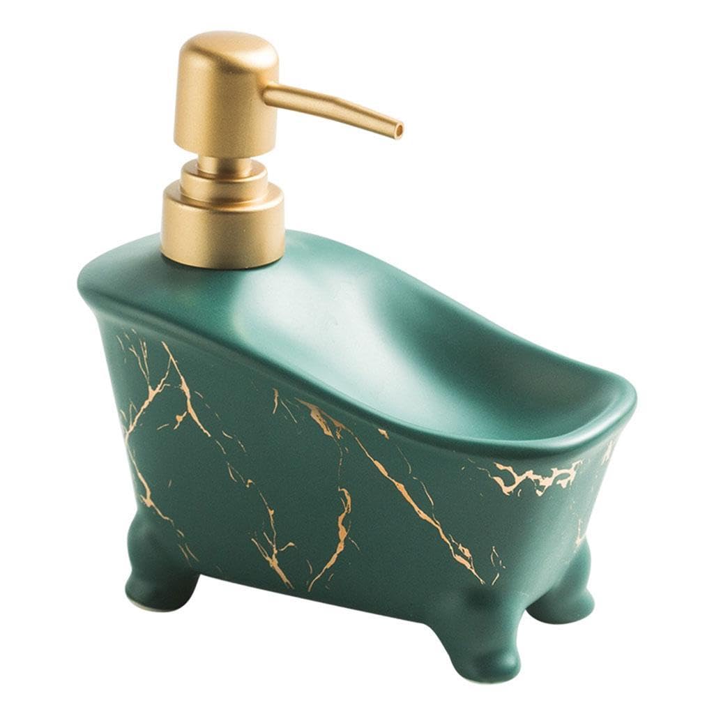 BATH GURU Ceramic Marble Texture Bathtub Design Counter Top Liquid Shampoo Sanitizer Lotion Gel Soap Dispenser for Bathroom Basin 350 Ml Pack of 1 (C 21 Black) (B0CP9DLP54) Amazon Price History, Amazon Price Tracker