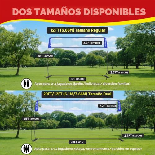 Red de voleibol de altura ajustable BAGAIL con marco resistente para jardín 5