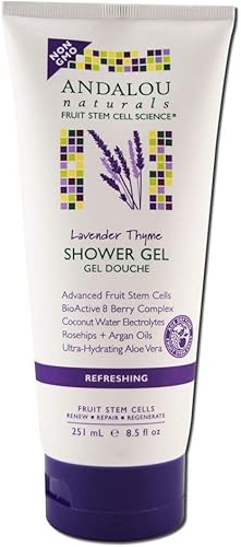Andalou Naturals Gel de ducha de tomillo lavanda, paquete de 2