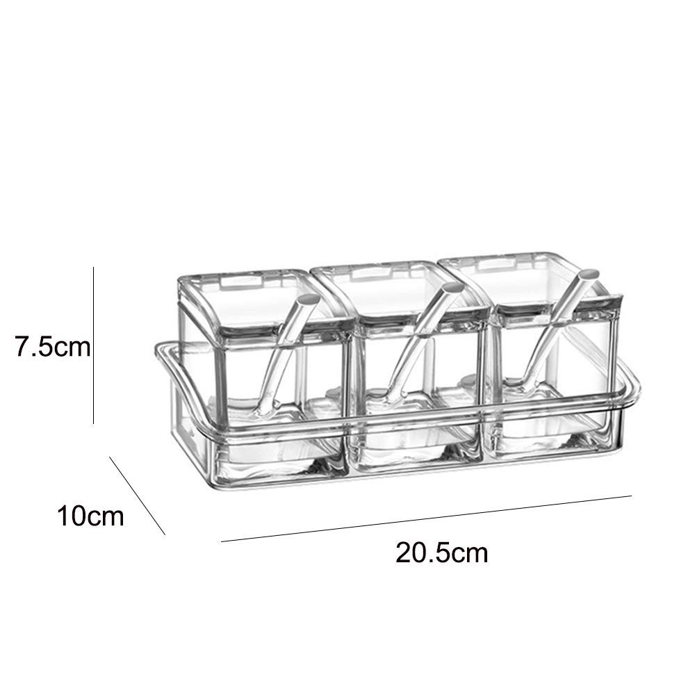 Ahlsen 3 Pièces Boite Assaisonnement Acrylique Pots à épices Cuisine
