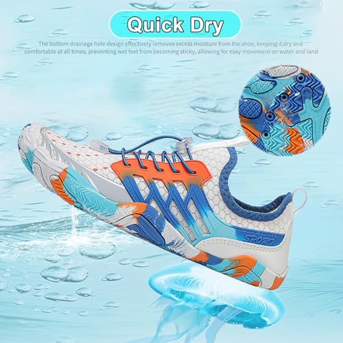 Image of Beach Water Shoes for Women Men Quick Dry Non-Slip Wide Toe Hike Barefoot Footwear for Beach Pool Aqua Swim Surf Walk