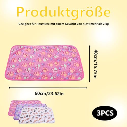 3 Stück 40*60cm Katzendecke für Katzen, kleine Decke für Sofa und Reisen,Weich Kuscheldecke Hund Katze für Herbst und Winter,Weich und Flauschig, Leicht zu Verstauen,für Sofas, Betten, Transportbox