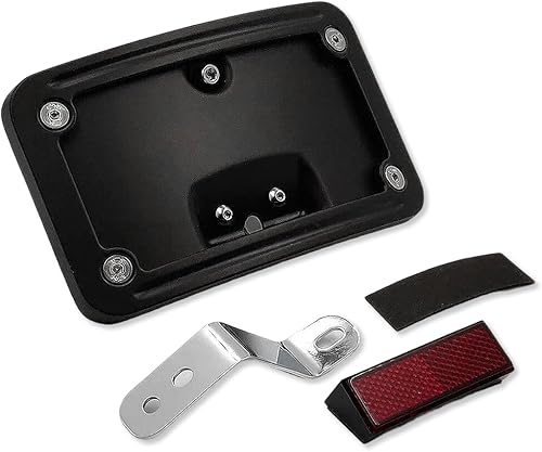HTTMT MT388-BK - Soporte de placa de matrícula curvado con kit de montaje compatible con Harley Davidson 2005-2007 Softail Springer Classic FLSTSC