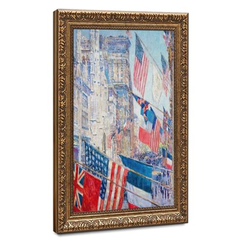 Impression sur toile Journée des alliés Hassam cadre suspendu 61x91cm