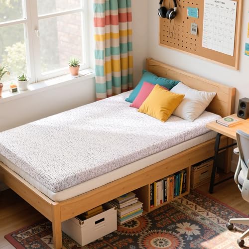 CHUN YI Mattress Topper Twin, 4 Inch Memory Foam Mattress Topper, Gel Infused Single Bed Topper with Removable Washable Cover, Soft Mattress Pad for Pressure Relief, CertiPUR-US Certified